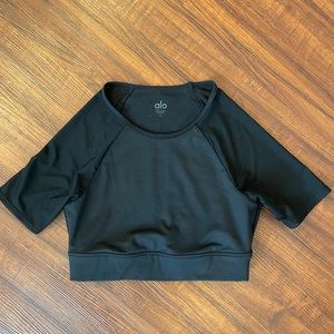Alo Crop Top with Mesh Sleeves NWOT